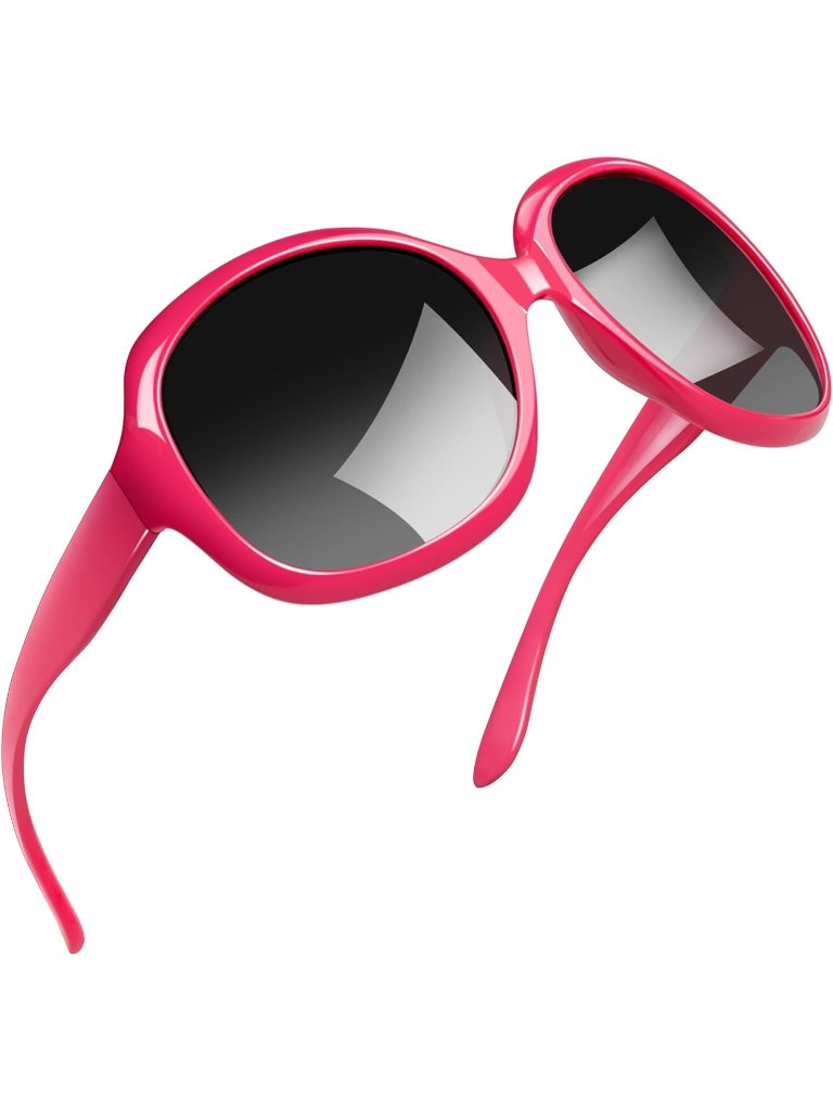 Women's Pink Black Polarized Uv Protection Sun Glasses Big Wide Shades Driving